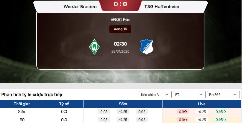 Soi kèo Werder Bremen vs Hoffenheim